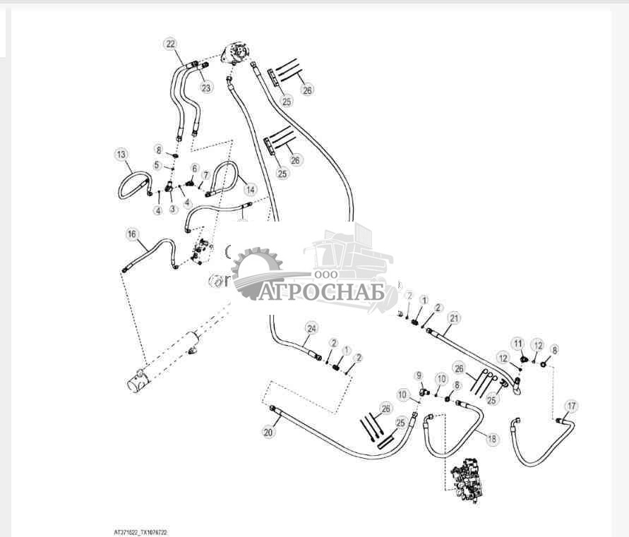 Трубопроводы цилиндра захвата (однофункциональные) (большая рама) 